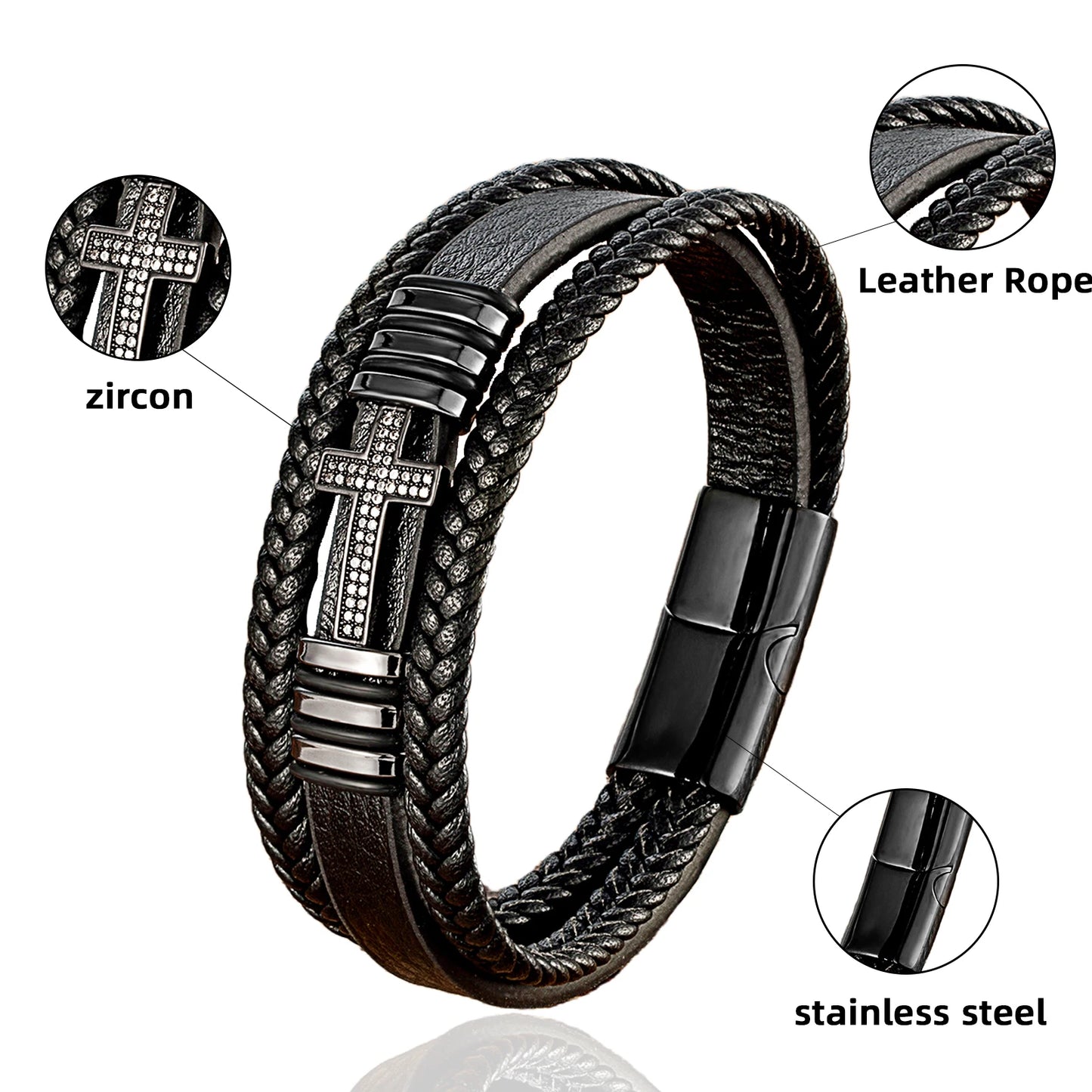 Forge Cross Bracelet – Black Woven Faith Band